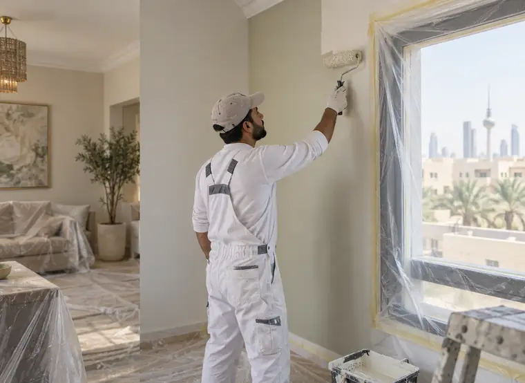 أعمال دهان وتشطيب داخل منزل في الكويت